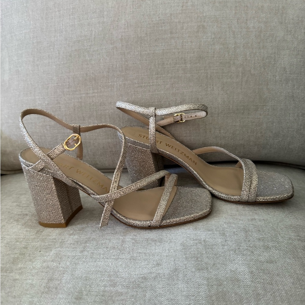 Stuart Weitzman- Oasis 85MM New Noir Block-Heel Sandals (size 8.5)